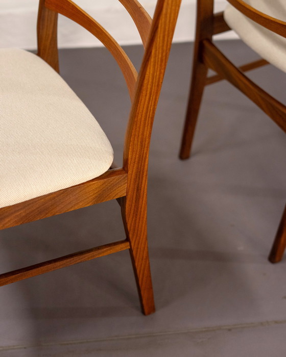 Image 1 of 6x Danish Dining Chairs made of Solid Teak and Beige Upholstery