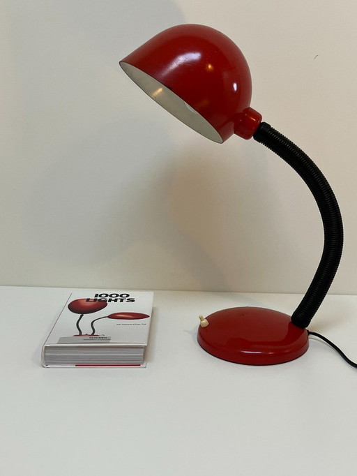 Beautiful, red vintage desk lamp from Massive
