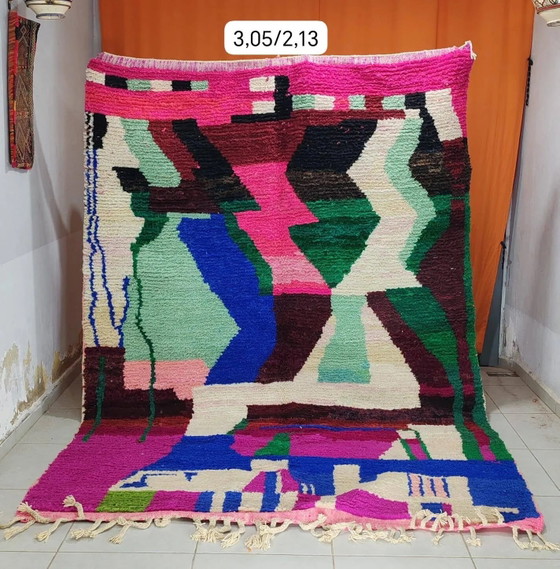 Tapis berbère Boujaad du Maroc en laine – 305 × 213 cm – design abstrait – Coton, Abstract (photo 3 of 3)