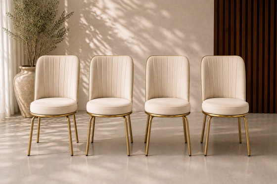 Set di 4 sedie da pranzo di lusso | Crema e oro – Cotton (photo 3 of 5)