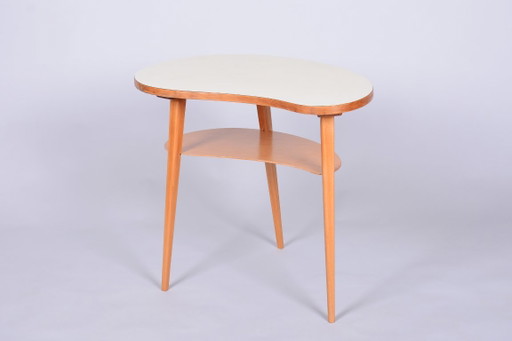 Original Mid-Century Beistelltisch, Buche, Sperrholz, gut erhalten, Tschechisch, 1950er Jahre