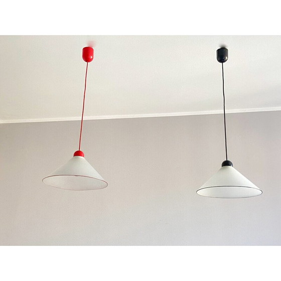 Image 1 of Vintage opal glass pendant lamps, Italy 1970