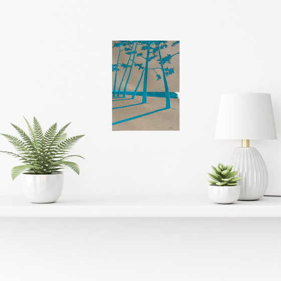 Image 1 of Vinyl painting "California Blue" on 345g raw canvas. Size 40x30cm.