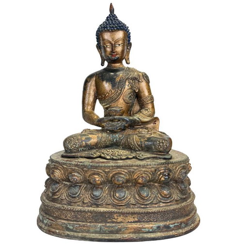 Tibetan Buddha Statue with Medicine Bowl