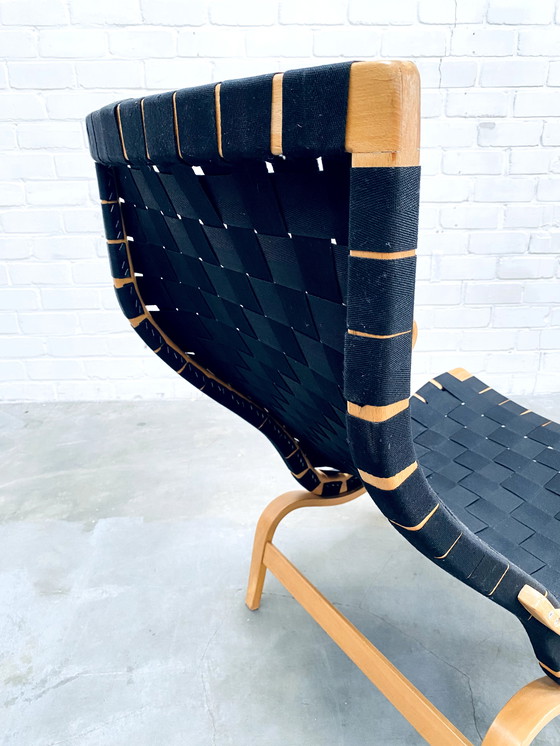 Image 1 of Bruno Mathsson | Set Of Vintage Lounge Chair With Ottoman | Pernilla Series | Black Canvas