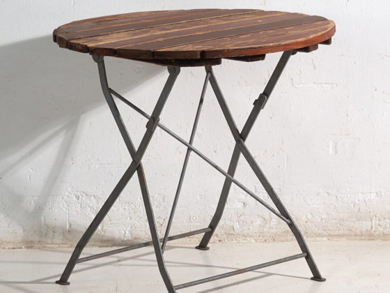 Antique folding garden table in wood and iron – Central Europe, circa 1950 – Rustic (photo 2 of 40)