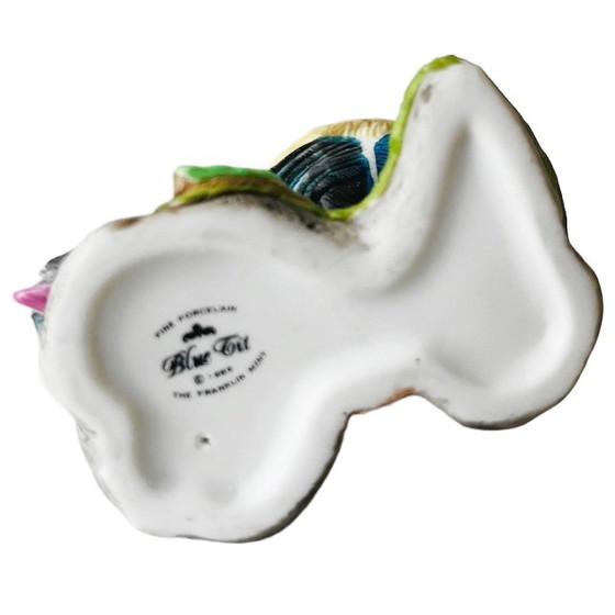 Image 1 of Vintage Franklin Mint Birds and Blossoms Blue Tit porcelain bird figurine 1986