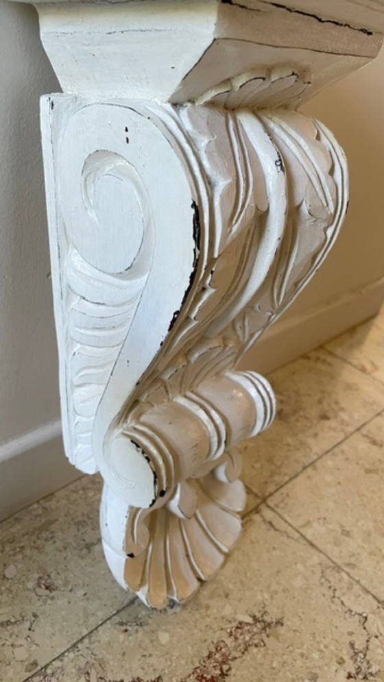 Patinated White Wall Console Shelf – Shelving unit, Wood (photo 22 of 35)