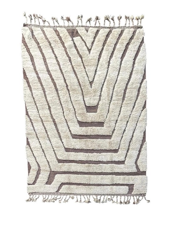 Image 1 of Modern Moroccan Mrirt Rug Cream Wool 