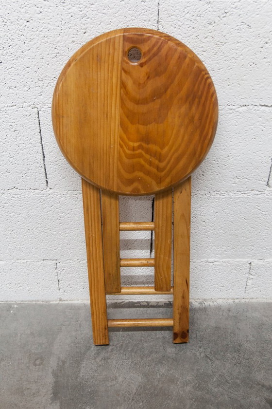Image 1 of Folding stool by Roger Tallon in pine, 1960