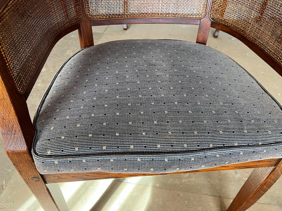 4 Bannink poltrone da pranzo Art Nouveau in legno di ciliegio – Sedie da pranzo, Rattan, Tessile (photo 5 of 6)