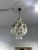 Antique brass crystal chandelier, 6-light, classic chandelier