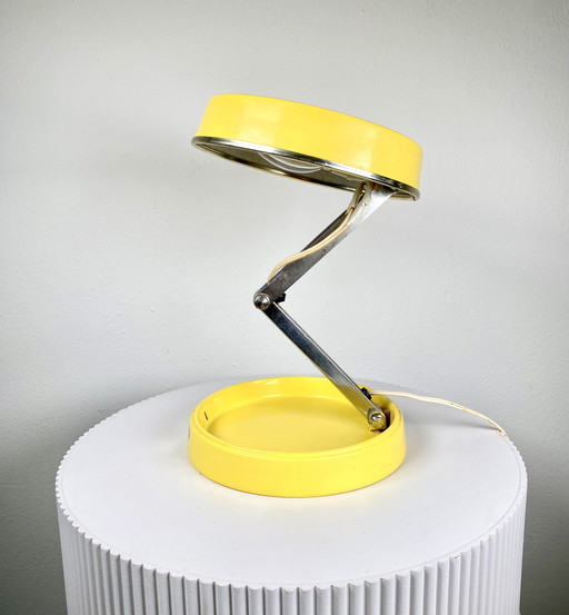 Vintage Yellow GEI Folding Desk Lamp - 1970s Space Age Adjustable Z Lamp - Mid Century Modern Lighting - Eclectic Retro Lamps