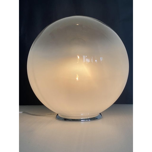 Contemporary Scenographic Murano Vanished-White Murano Glass Table Lamp In 70'S Style