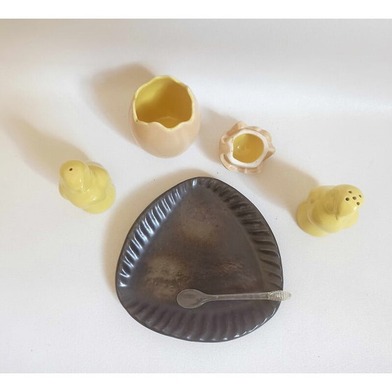 Image 1 of Vintage ceramic salt, pepper and mustard server, 1960