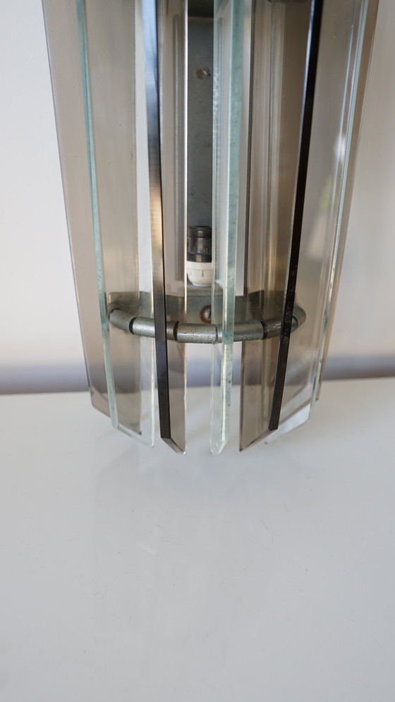Image 1 of VECA Italian Wall Sconce for Fontana Arte - Chromed Steel and Crystal Glass - 1960s