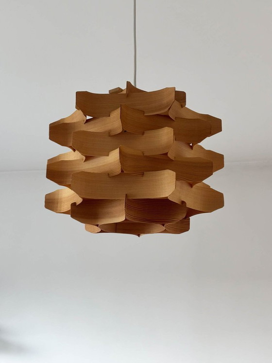 Image 1 of  Mid-Century Wooden Pendant Lamp by Hans-Agne Jakobsson, Sweden, 1970s