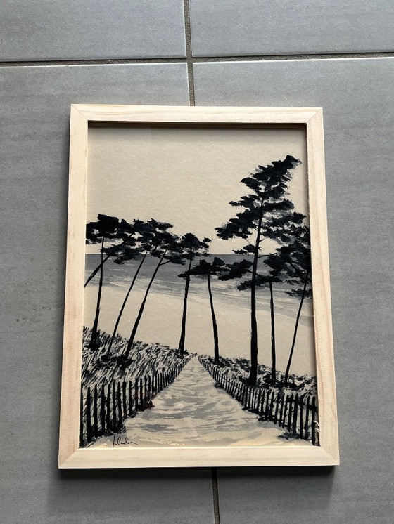 Image 1 of Inchiostro su carta, incorniciato. 30x21cm.