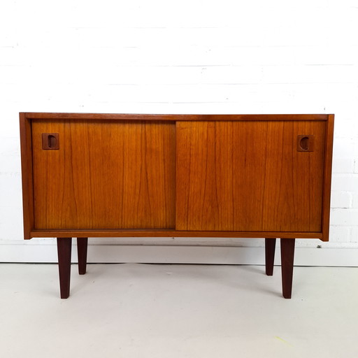 Vintage Danish design sideboard teak sliding doors 1970s