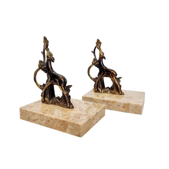 Image 1 of French vintage bookends with deer