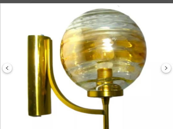 Image 1 of Applique (2), Mid Century Modern, Art Déco, ottone, vetro di Murano, vintage, raro