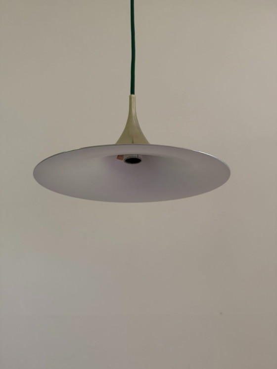 Image 1 of Vintage messing hanglamp Fog & Mørup | Deense mid-century moderne "heksenhoed" plafondlamp