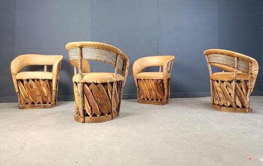 Vintage art populaire mexikanischen Esszimmerstühle Satz von 6, 1970er Jahre