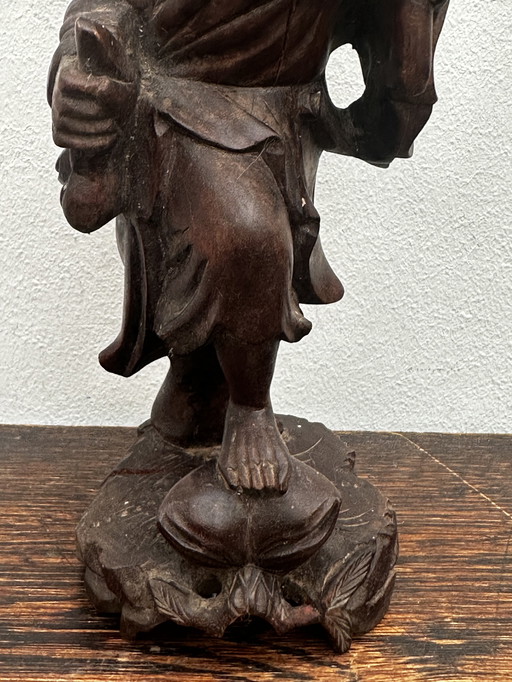 Sculpture bois Sculpté paysan Chinois - Debut XX e s - H 21 cm