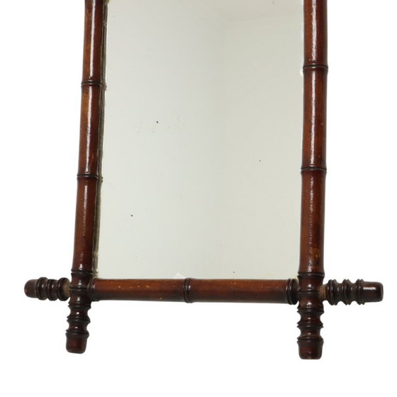 Image 1 of Specchio antico in legno effetto bambù stile Chinoiserie 63x52cm