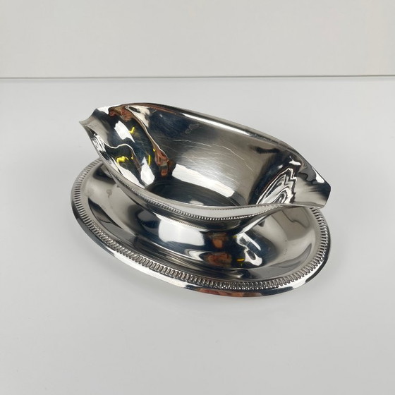 Image 1 of Silver-colored Empire-style metal gravy boat
