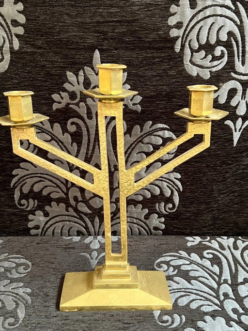 Paire de chandeliers Art déco. – kandelaars en kaarsen, Bronze, Art Deco (photo 2 of 6)