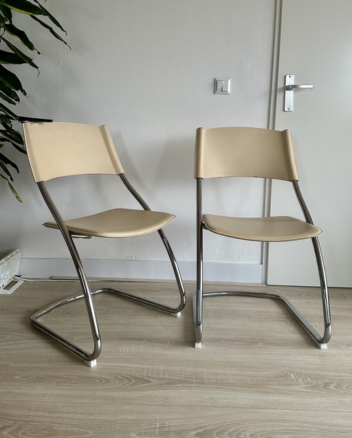 2X Effezeta Italy Chaises de salle à manger à structure tubulaire