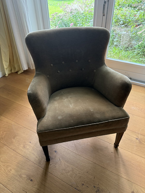 2x Georg Kofoed's Armchair – Velvet, Wood (photo 9 of 10)