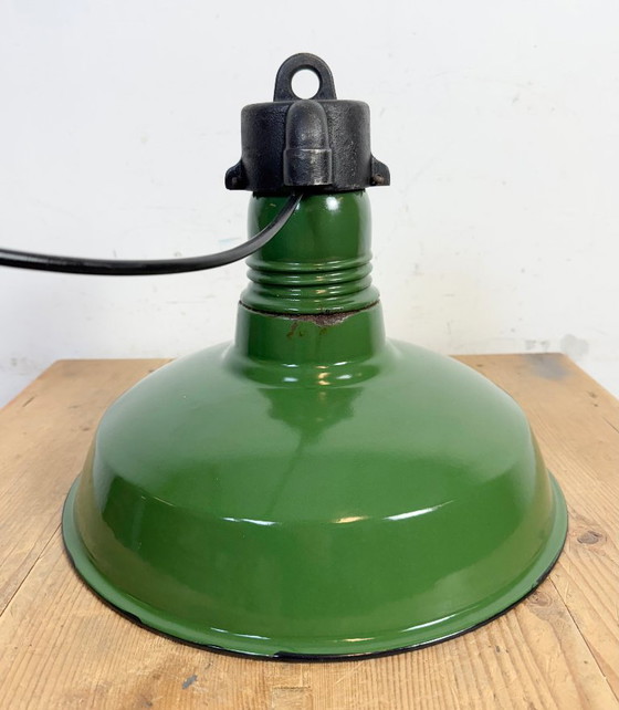 Image 1 of Industrial Green Enamel Factory Pendant Lamp, 1960s