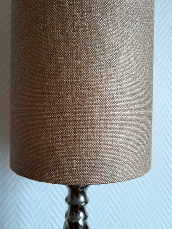 Image 1 of 2x silver metal twisted column lamps