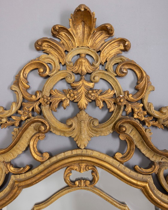 Image 1 of BAROKKE STIJL VERGULDE HOUTEN WANDSPIEGEL UIT HET BEGIN VAN DE 20E EEUW