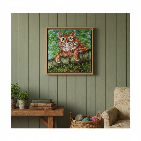 Image 1 of Orange Cat Painting by the Dutch artist Irene van Genderen-van de Wilt