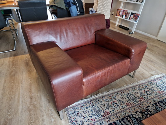 Image 1 of Topform leather sofa + armchair (3 seater).