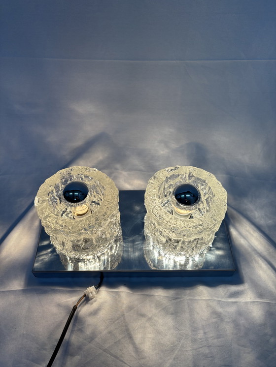 Image 1 of Vintage Peill & Putzler "Ice Glass" wandlamp jaren '70