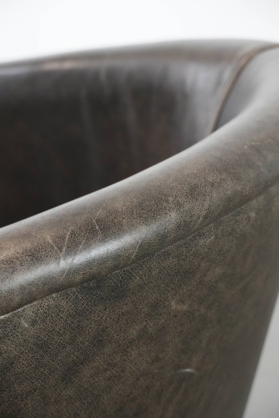 Image 1 of Sedia a vasca/sedia laterale in pelle di mucca e legno con una combinazione di colori bella e robusta