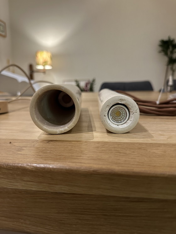 Image 1 of 2x Lámpara colgante de travertino, Wabi Sabi