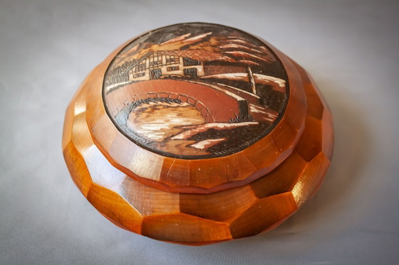 Image 1 of Handcrafted wooden box, carved and decorated, made in France. Jewelry box. Multipurpose box.