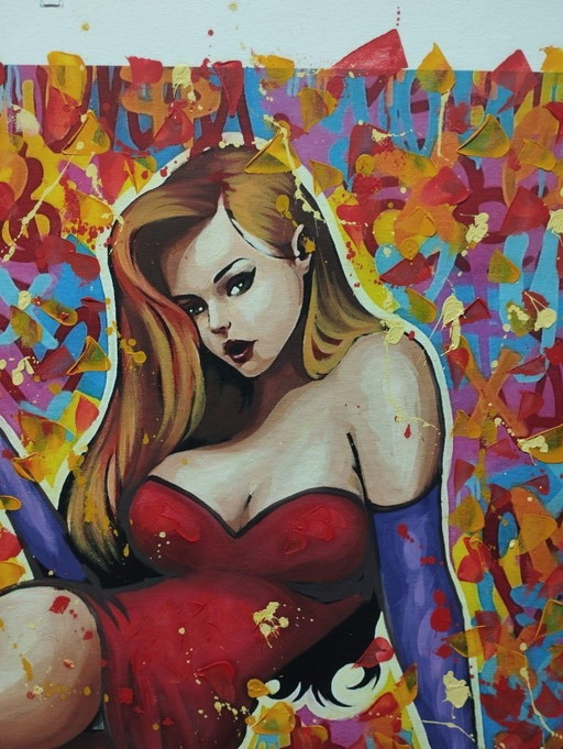 Alberto Ricardo - Jessica Rabbit - Artist's painting – schilderijen tekeningen, Canvas (photo 2 of 15)