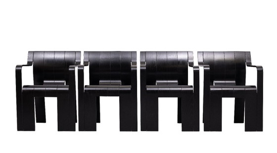 Image 1 of Gijs Bakker Black Strip Stühle mit Armlehnen