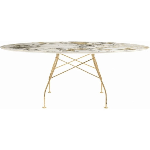 Ovale Tafel aus glänzendem Marmor, Marke: Kartell