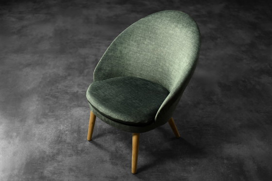 Image 1 of Vintage Mid Century Deens Modern Eiken & Stoffen Fauteuil 301 van Ejvind A. Johansson voor Godtfred H. Petersen, jaren 1950
