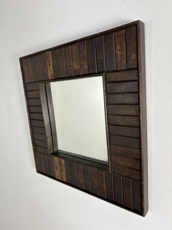 Image 1 of Vintage solid wood square mirror
