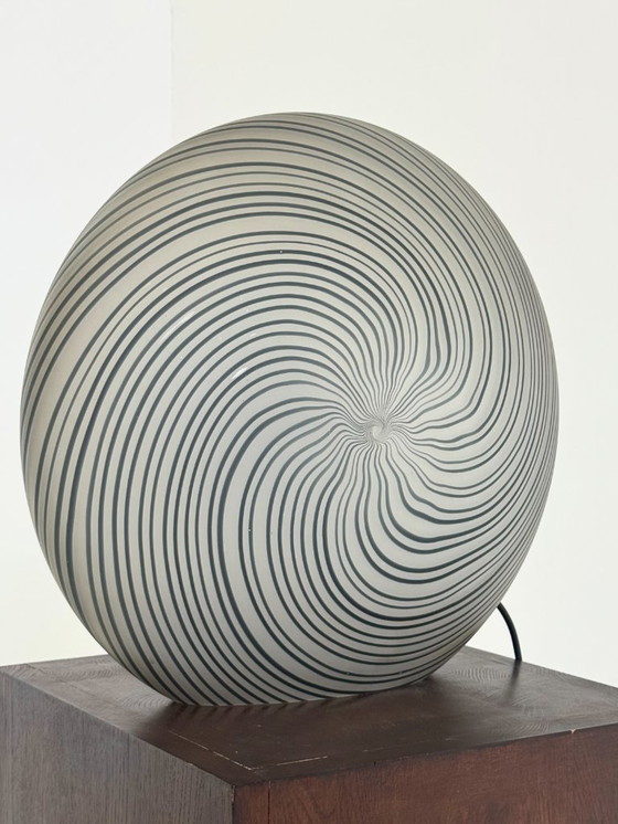 Image 1 of Italian vintage glass table lamp in shades of gray with swirl pattern