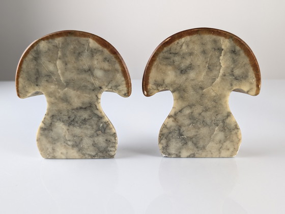 Image 1 of Fermalibri a forma di fungo in alabastro, Italia, anni '60