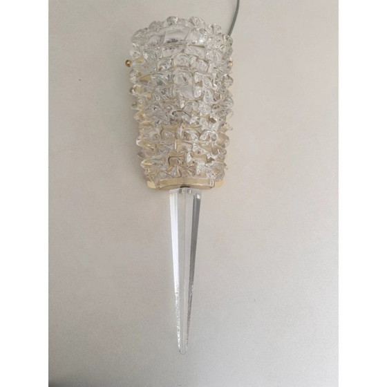 Image 1 of Een paar Art Deco Rostrato wandlampen in Barovier-stijl met helder Italiaans Muranoglas